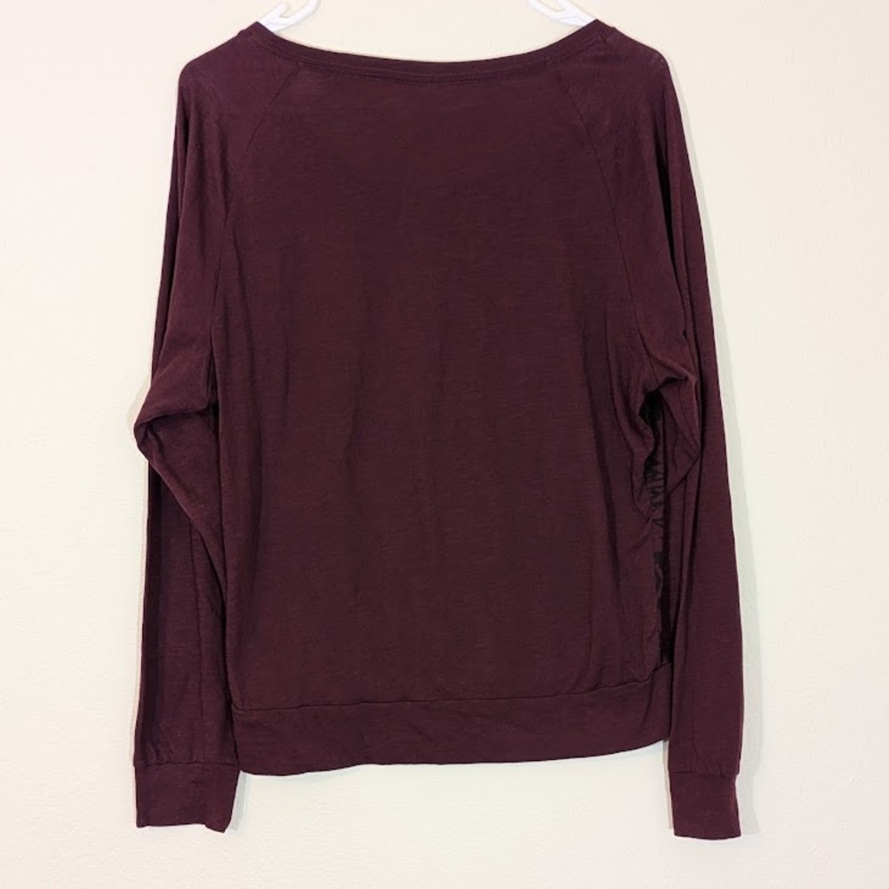 PINK Victoria's Secret Geometric Burgundy LS T-shirt Aztec Tribal Print Medium - Picture 2 of 5